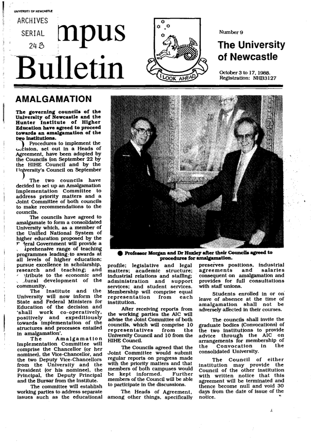 Campus Bulletin, No. 9, October 3 to 17, 1988