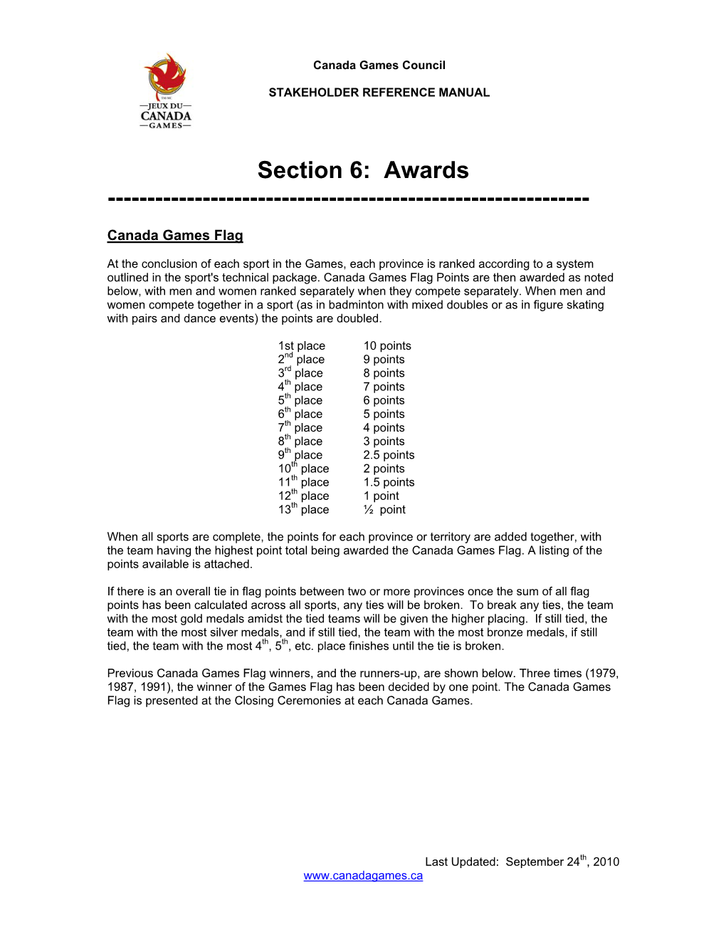 Section 6: Awards