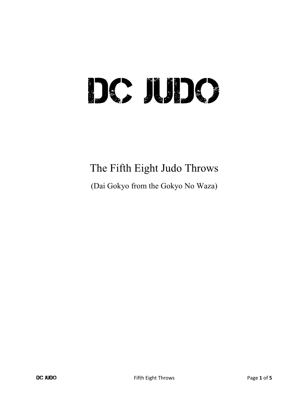 The Fifth Eight Judo Throws