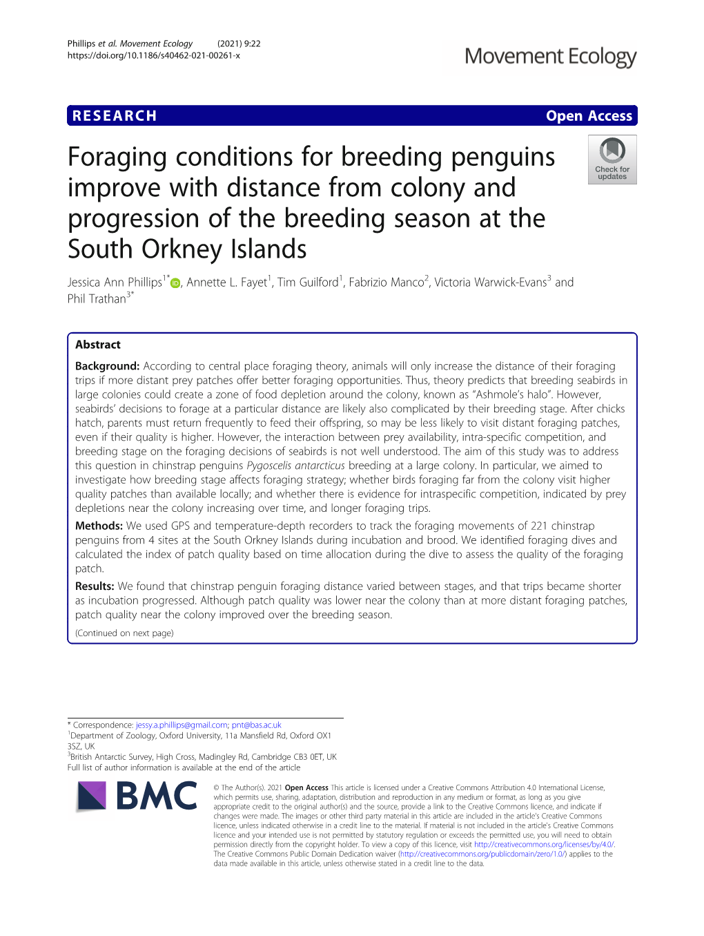 Foraging Conditions for Breeding Penguins Improve with Distance