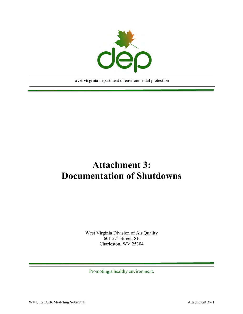 Attachment 3: Documentation of Shutdowns