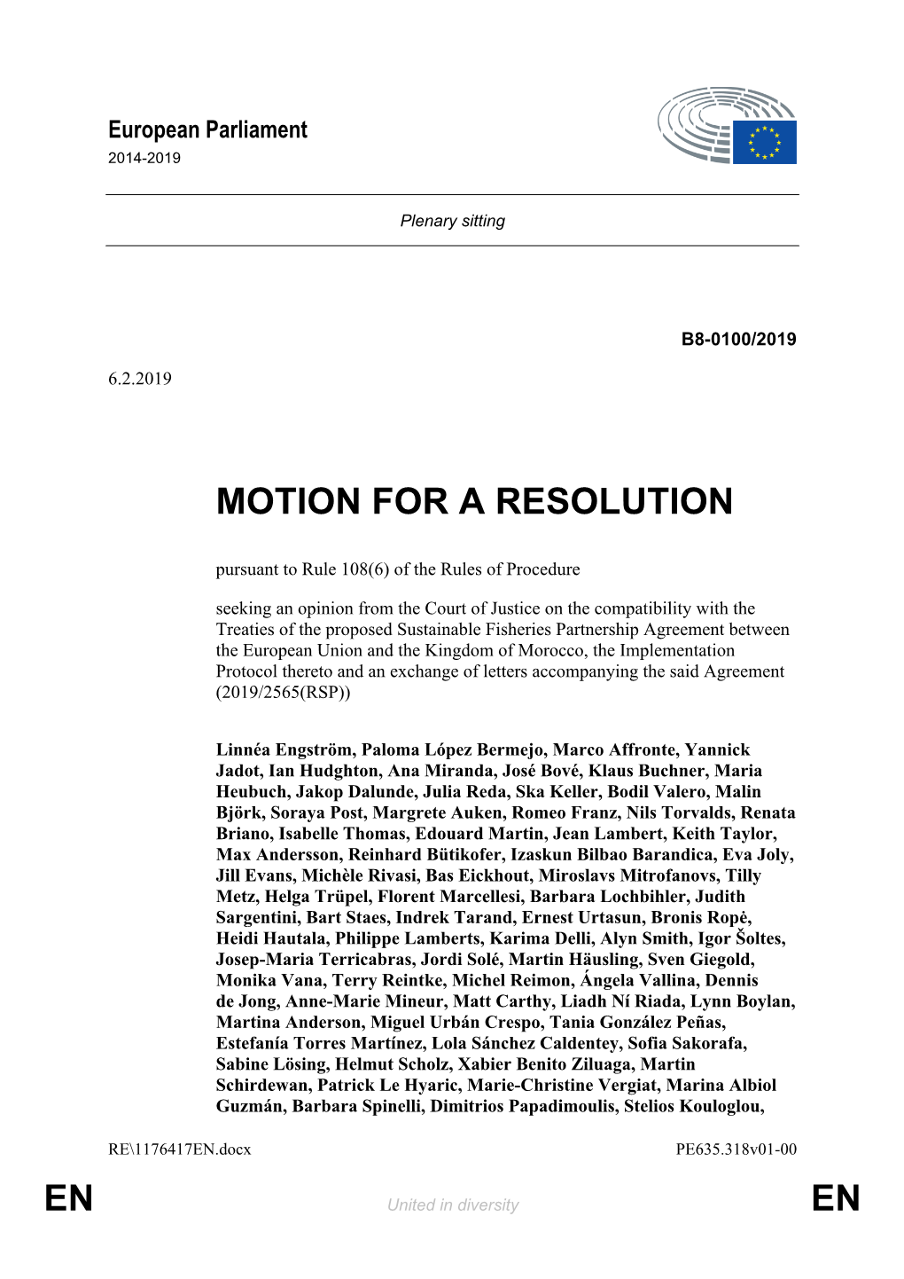 En En Motion for a Resolution