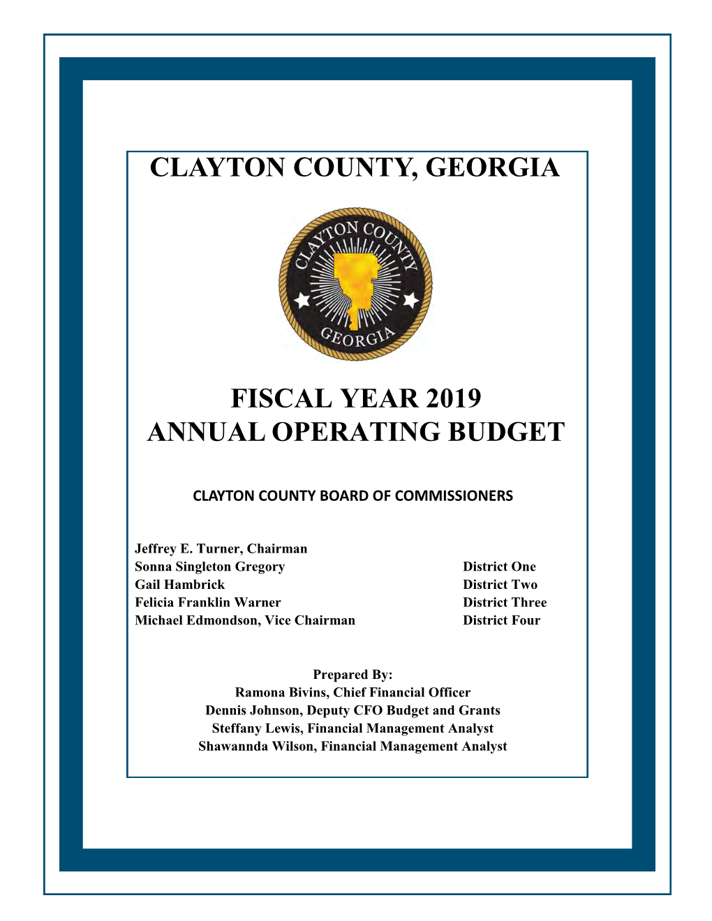 Clayton County, Georgia Fiscal Year 2019 Annual