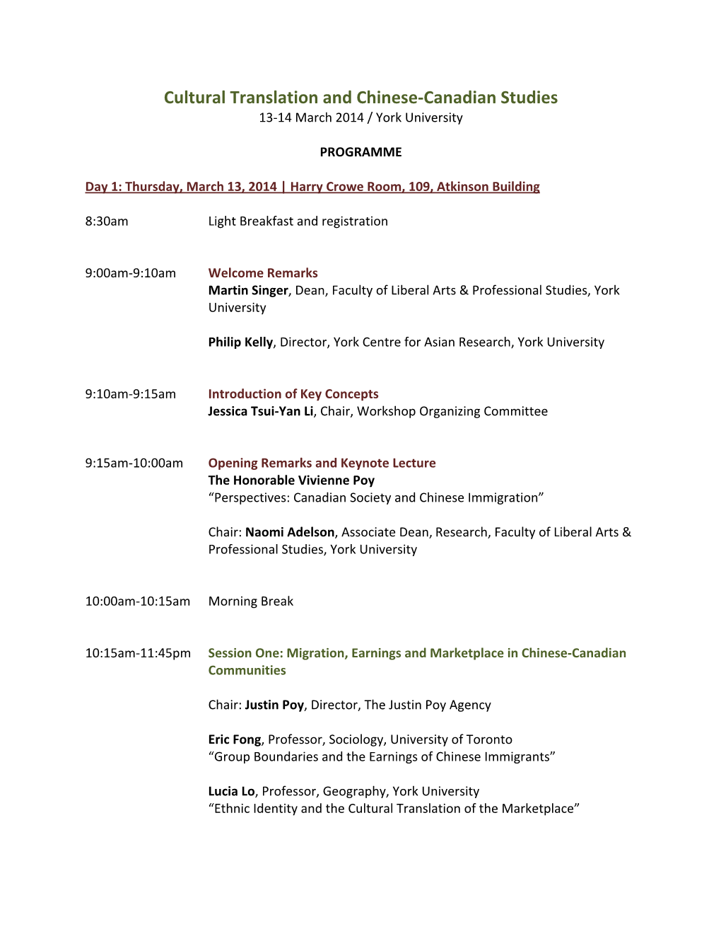 Cultural Translation and Chinese-Canadian Studies | 13-14 March 2014