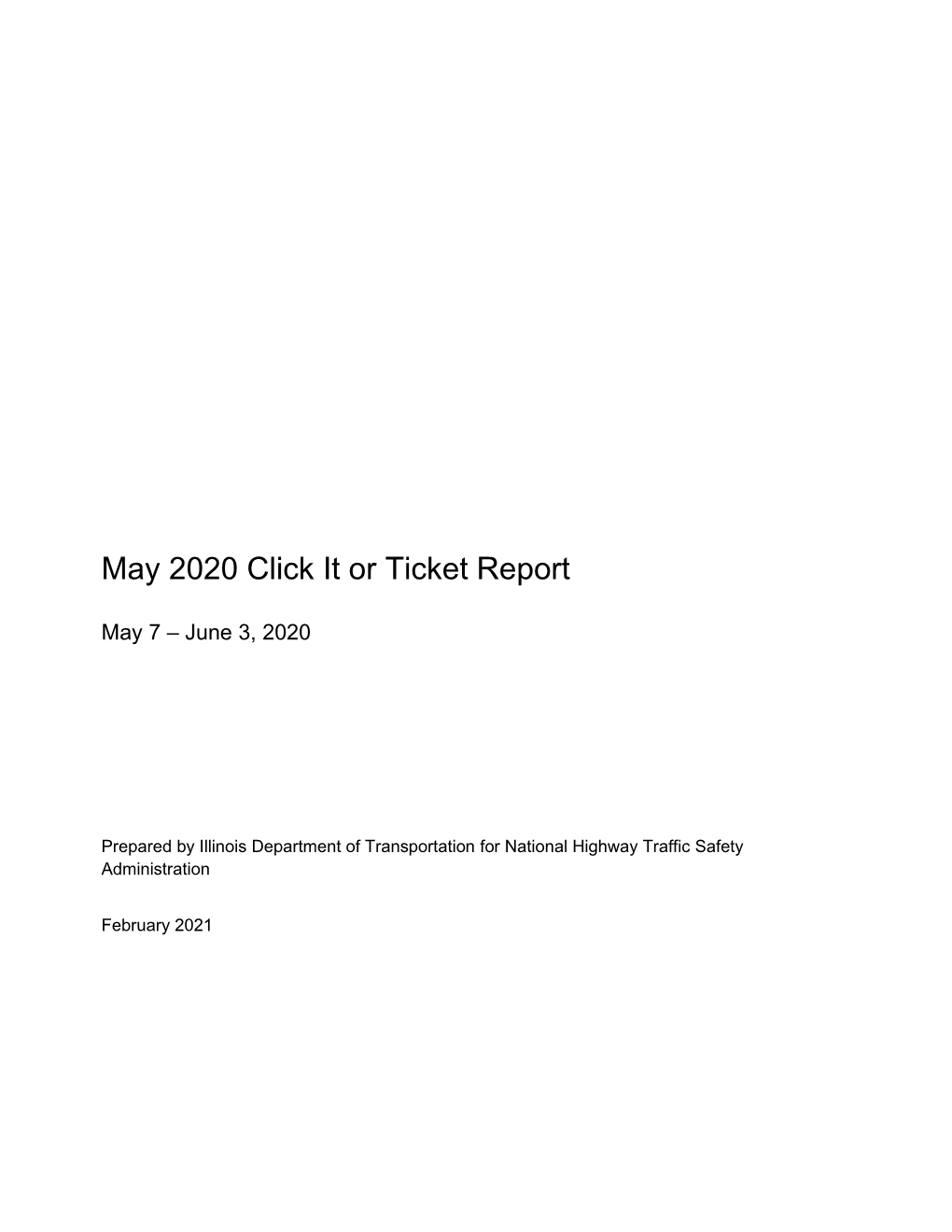 May 2020 Click It Or Ticket Report