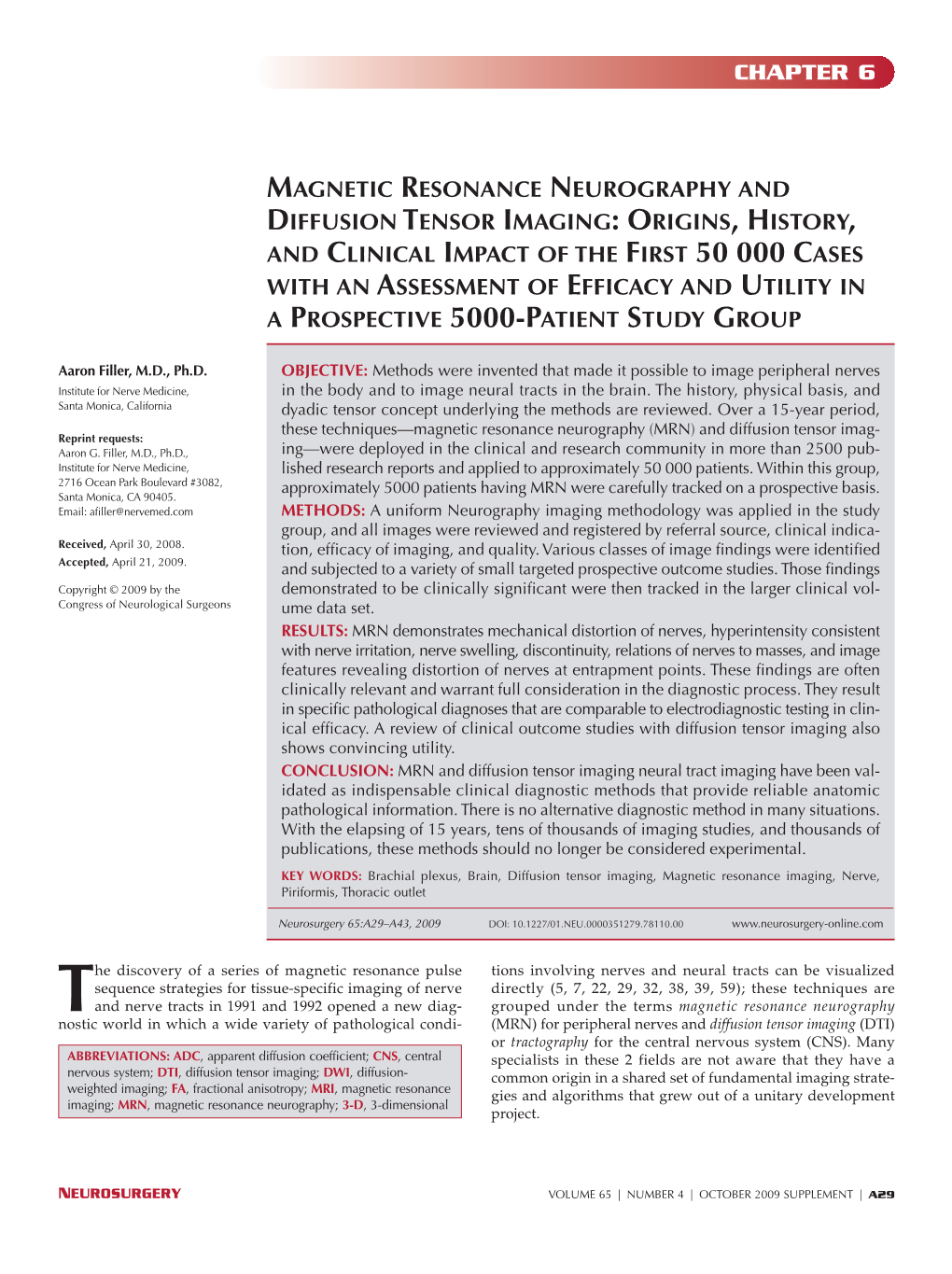 Magnetic Resonance Neurography and Diffusion Tensor Imaging