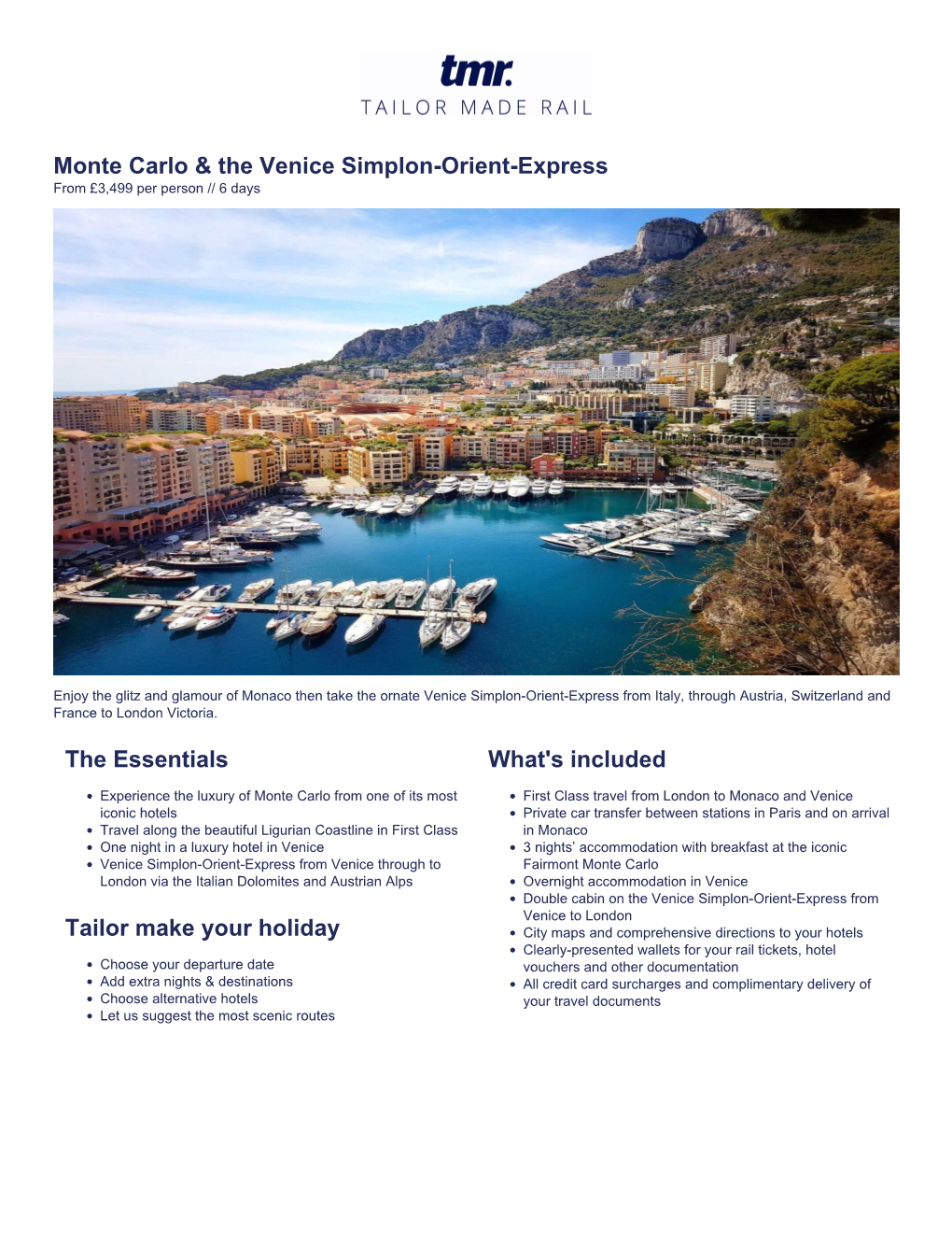 Monte Carlo & the Venice Simplon-Orient