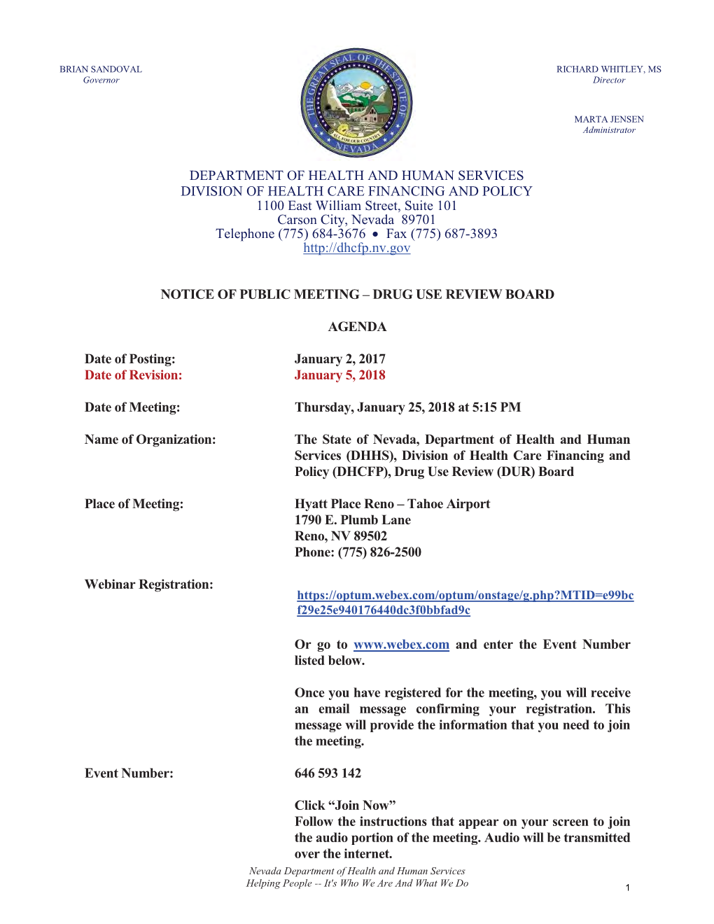 DRUG USE REVIEW BOARD AGENDA Date of Posting