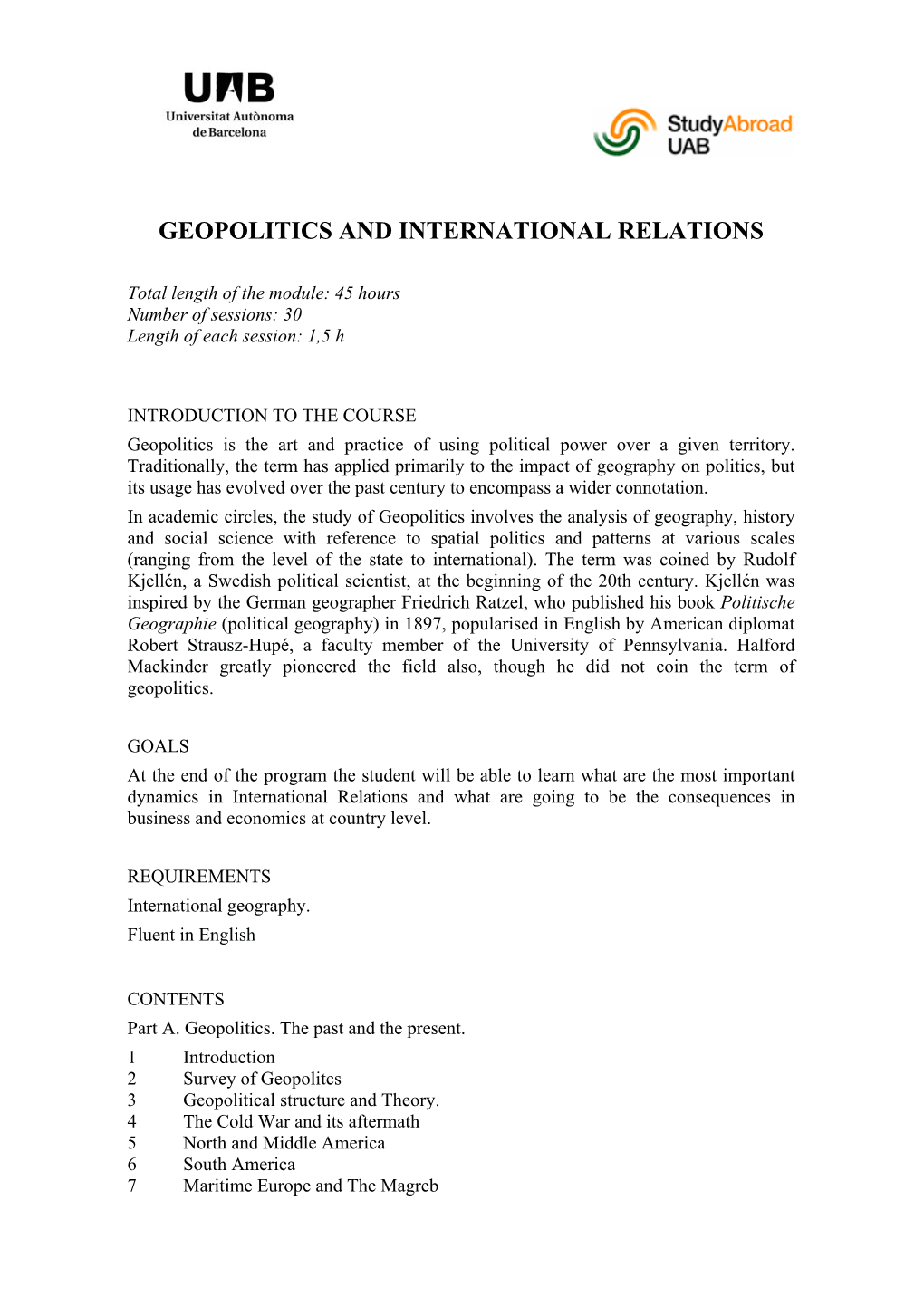 Geopolitics and International Relations