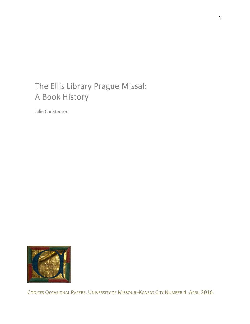 Prague Missal: a Book History