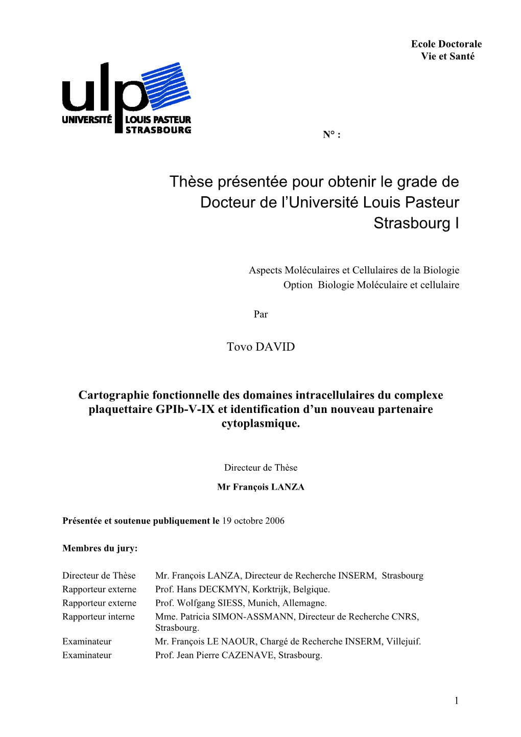 Thèse Présentée Pour Obtenir Le Grade De Docteur De L'université Louis