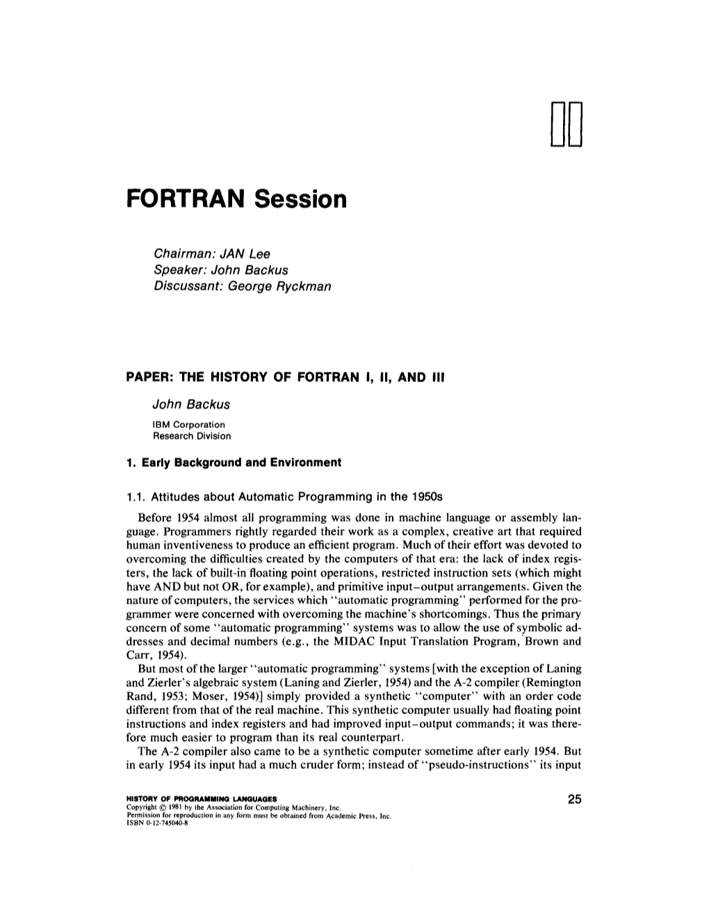 FORTRAN Session