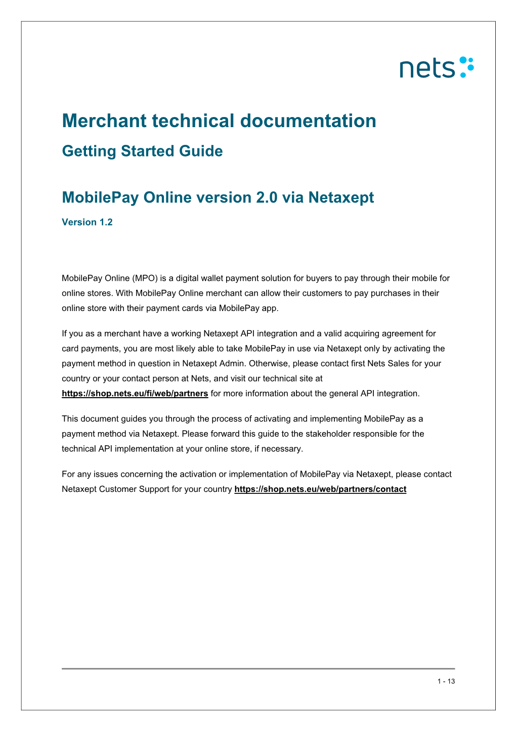 Merchant Technical Documentation Getting Started Guide