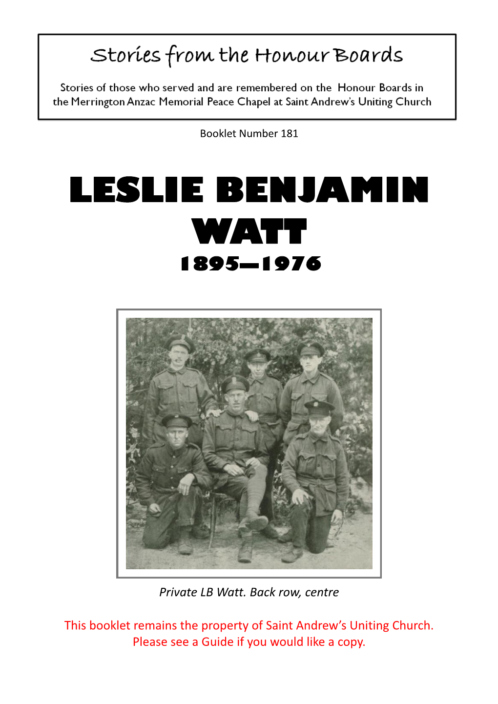 Leslie Benjamin Watt 1895—1976