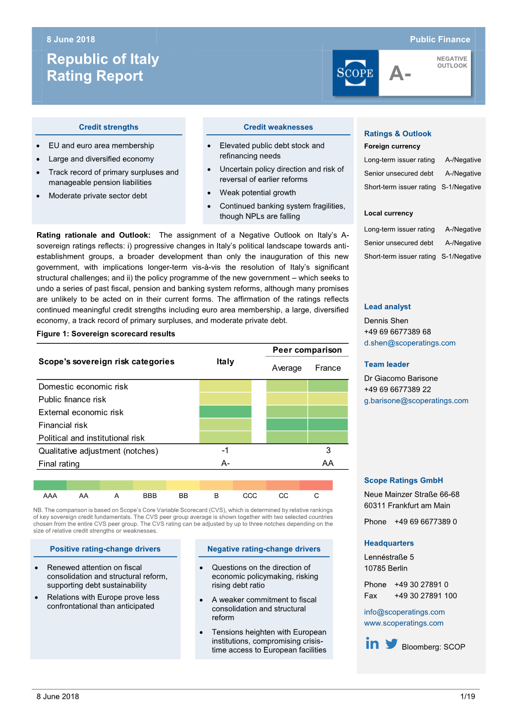 Italy Rating Report – June 2018