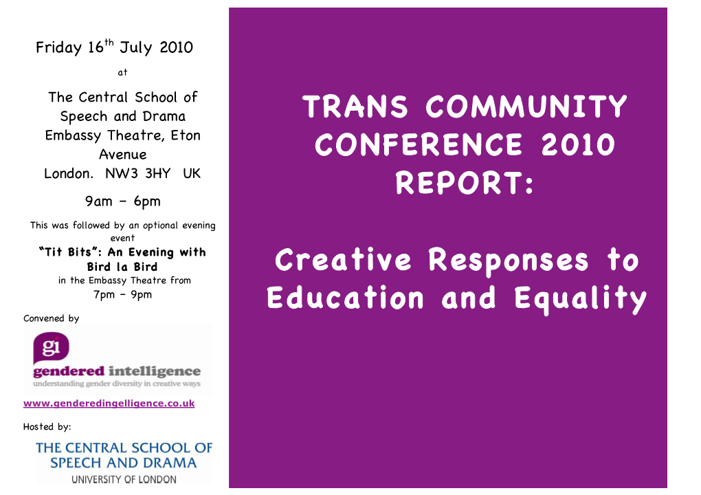 Trans Community Conference 2010 Report