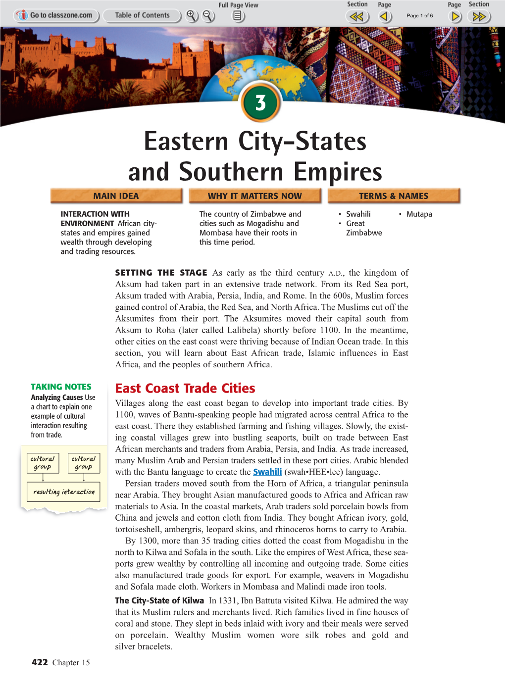 Eastern City-States and Southern Empires MAIN IDEA WHY IT MATTERS NOW TERMS & NAMES