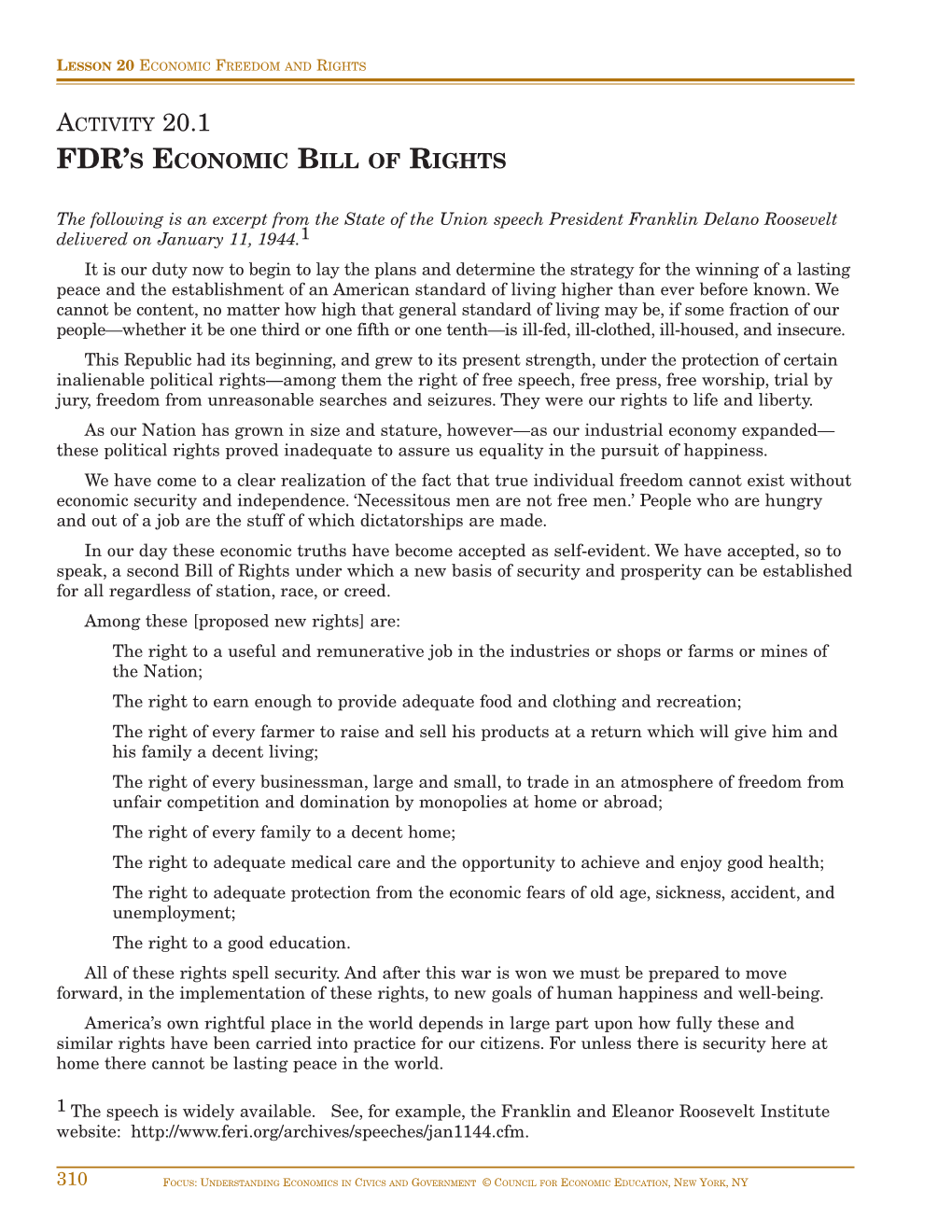 Fdr's Economic Bill of Rights