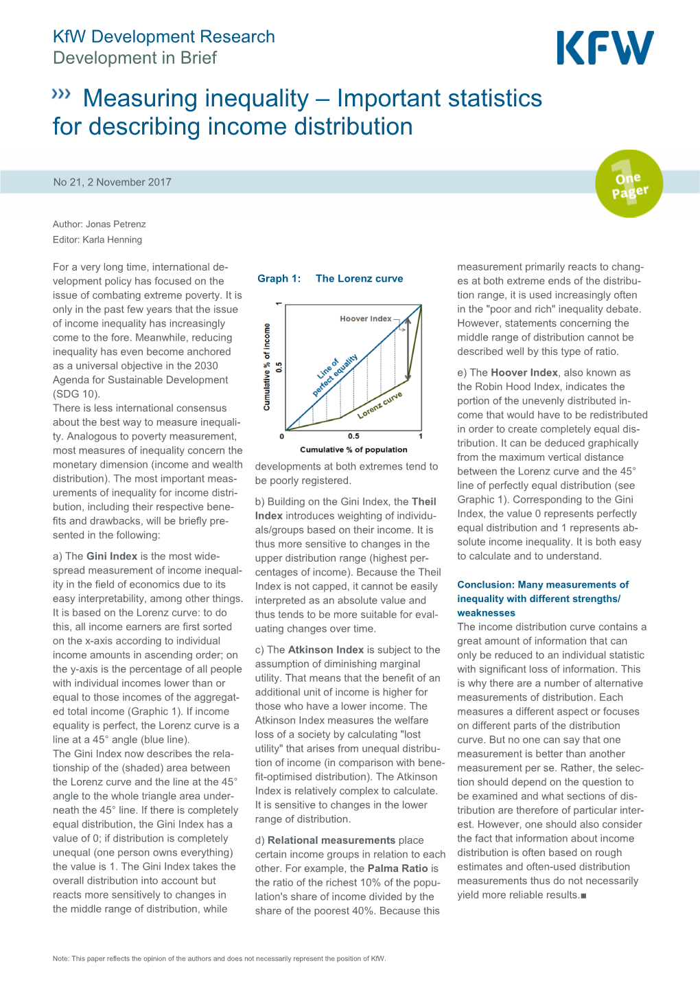 Measuring Inequality – Important Statistics for Describing Income Distribution