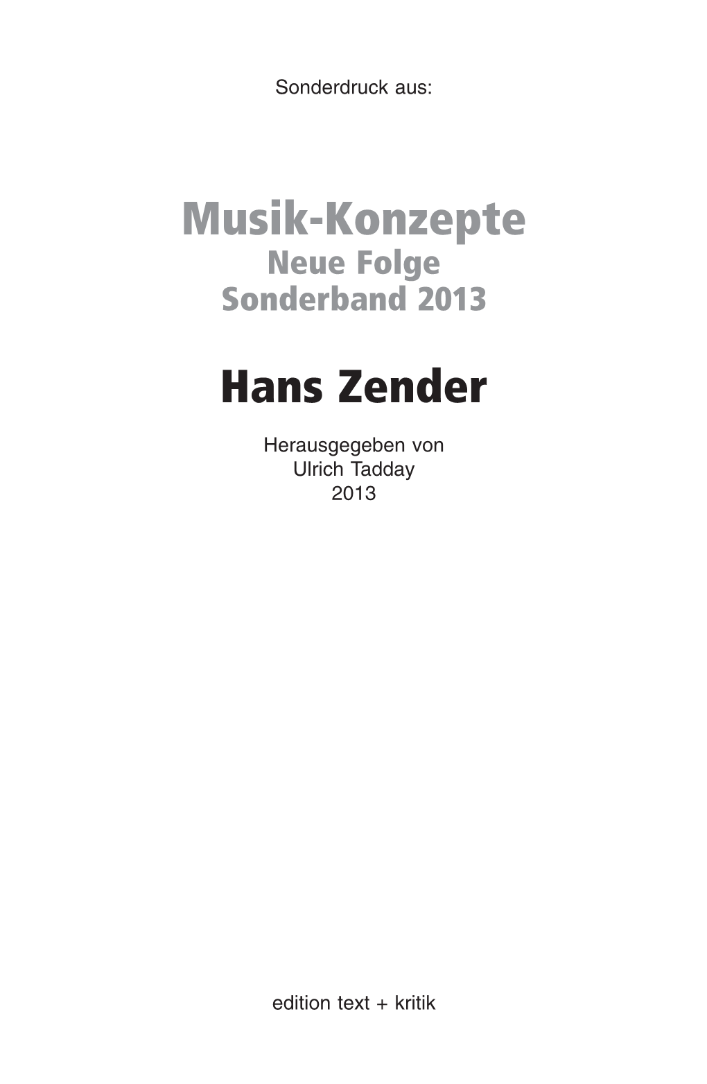 Musik-Konzepte Hans Zender