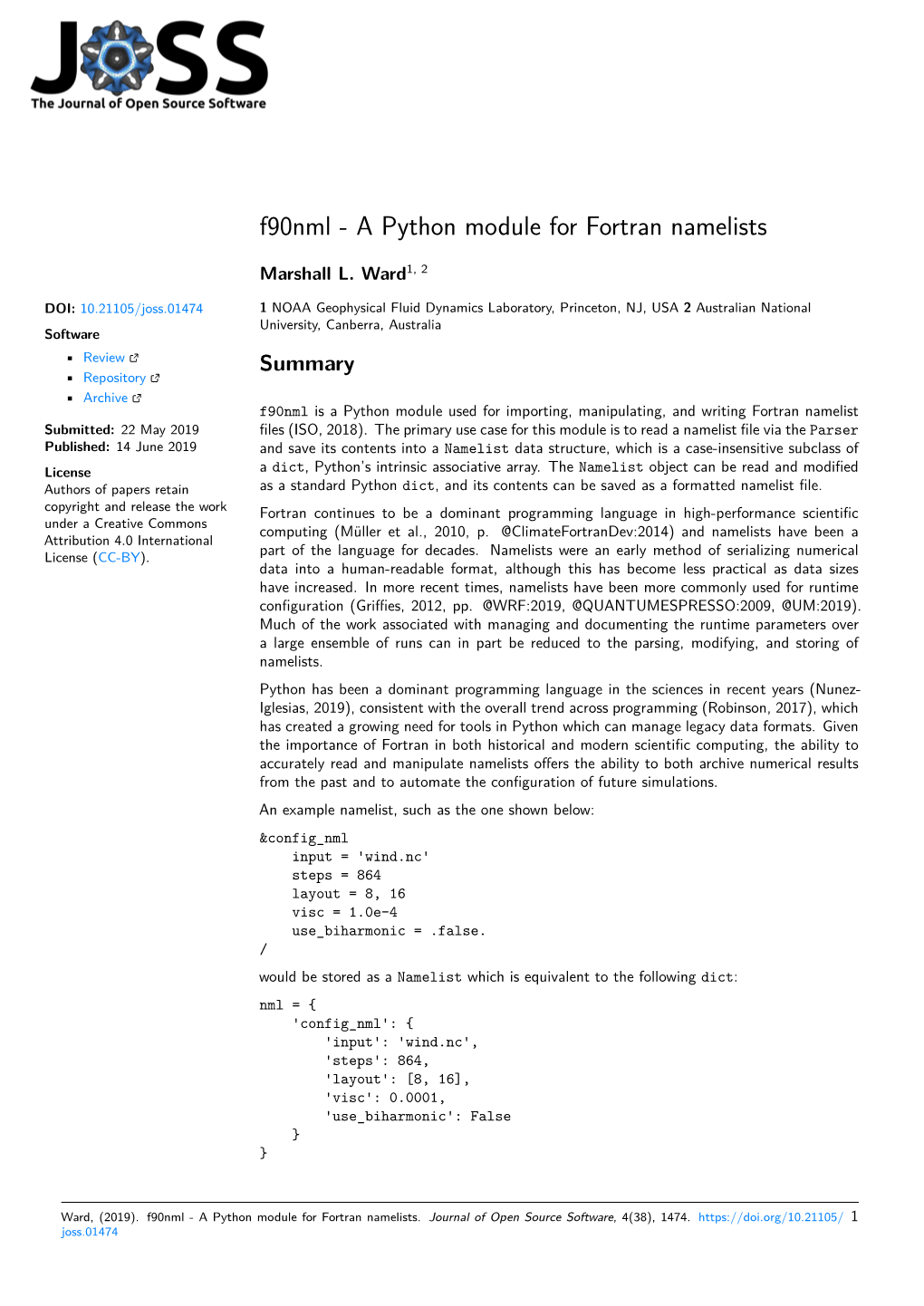 A Python Module for Fortran Namelists