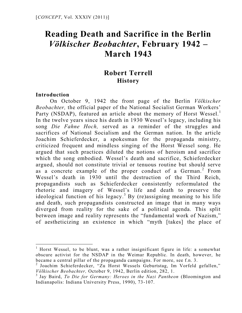 Reading Death and Sacrifice in the Berlin Völkischer Beobachter, February 1942 – March 1943