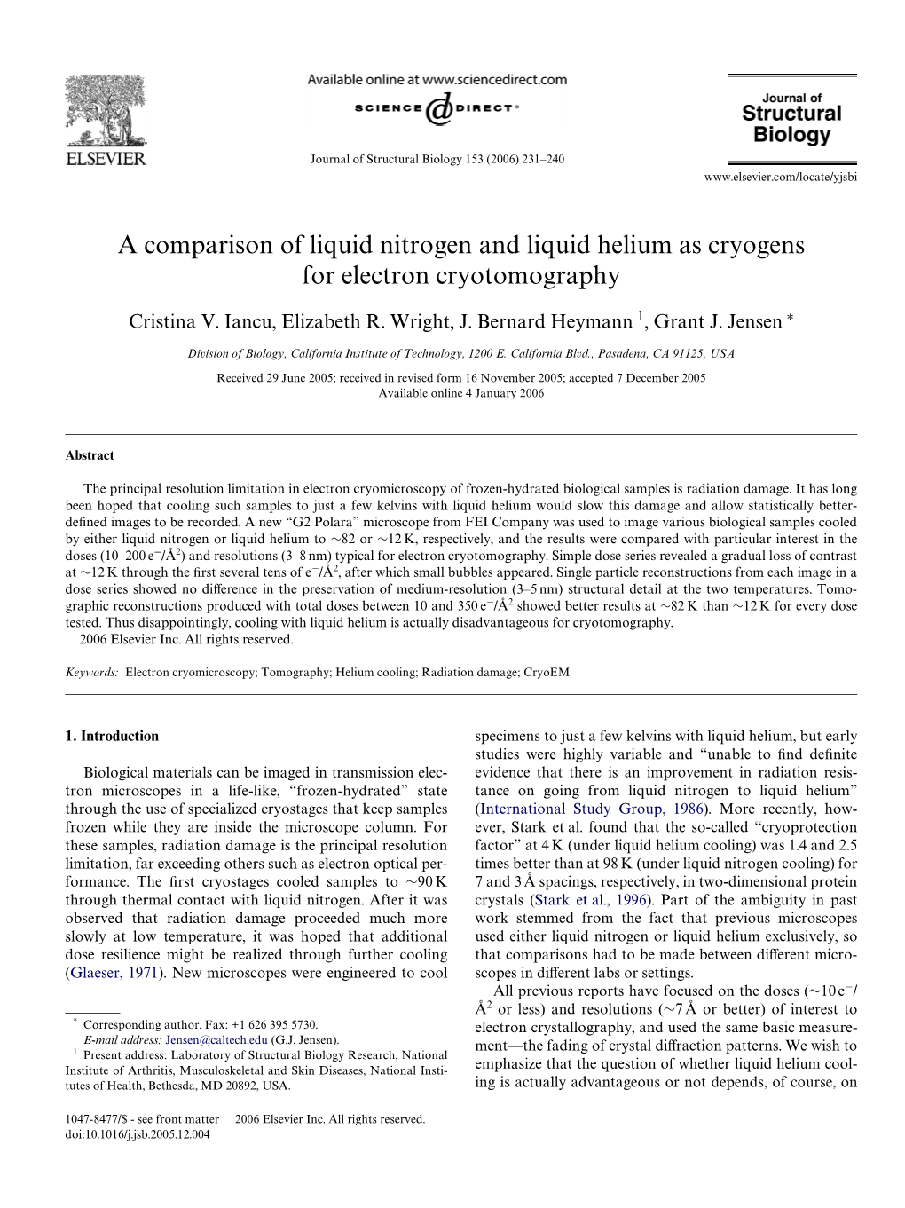 A Comparison of Liquid Nitrogen and Liquid Helium As Cryogens for Electron Cryotomography