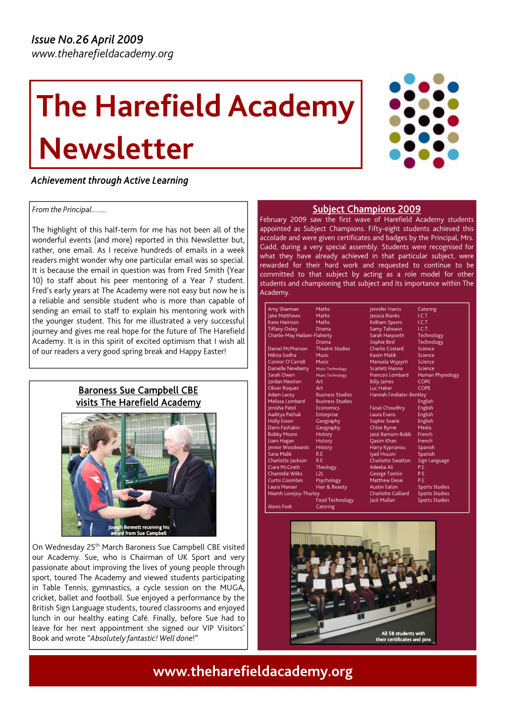 The Harefield Academy Newsletter Achievement Through Active Learning