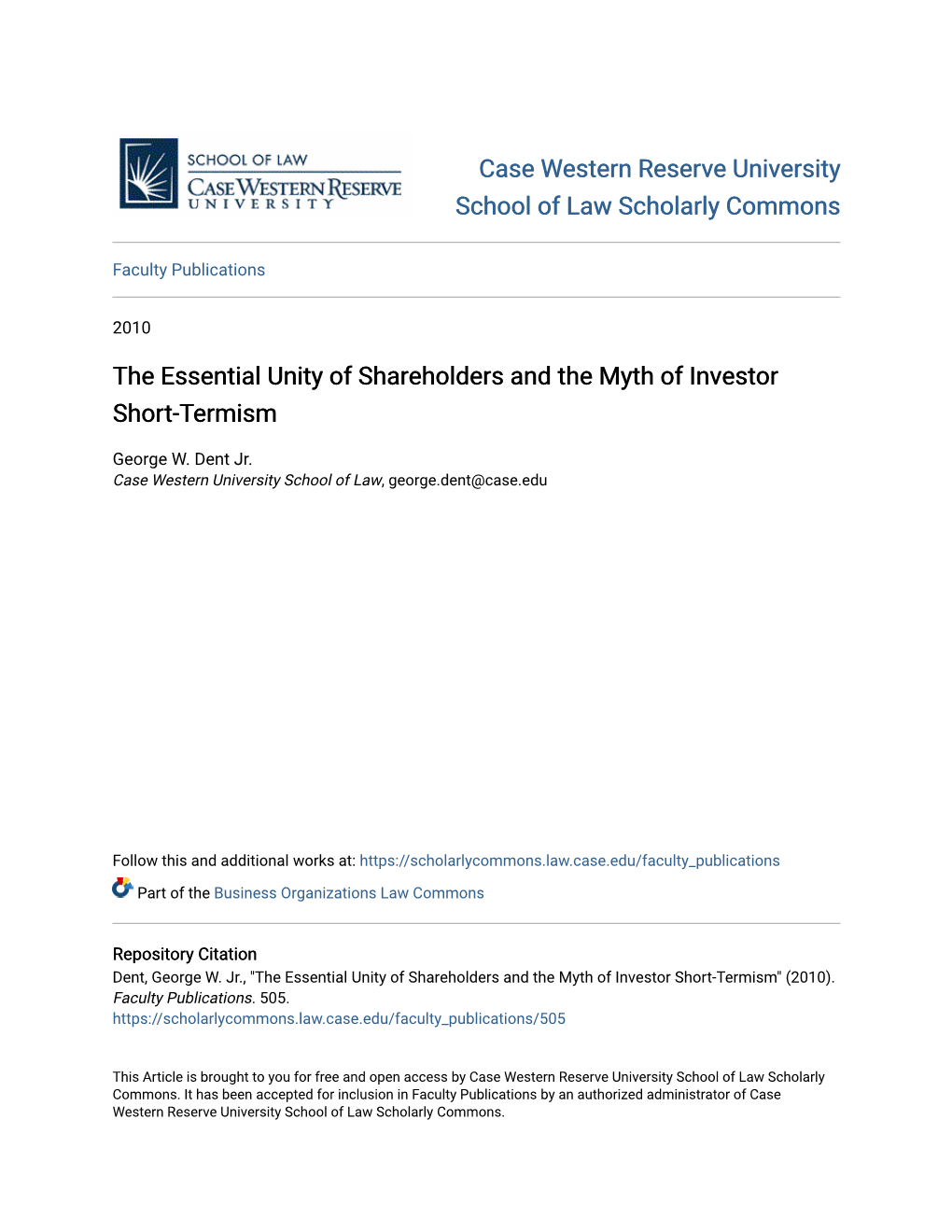 The Essential Unity of Shareholders and the Myth of Investor Short-Termism