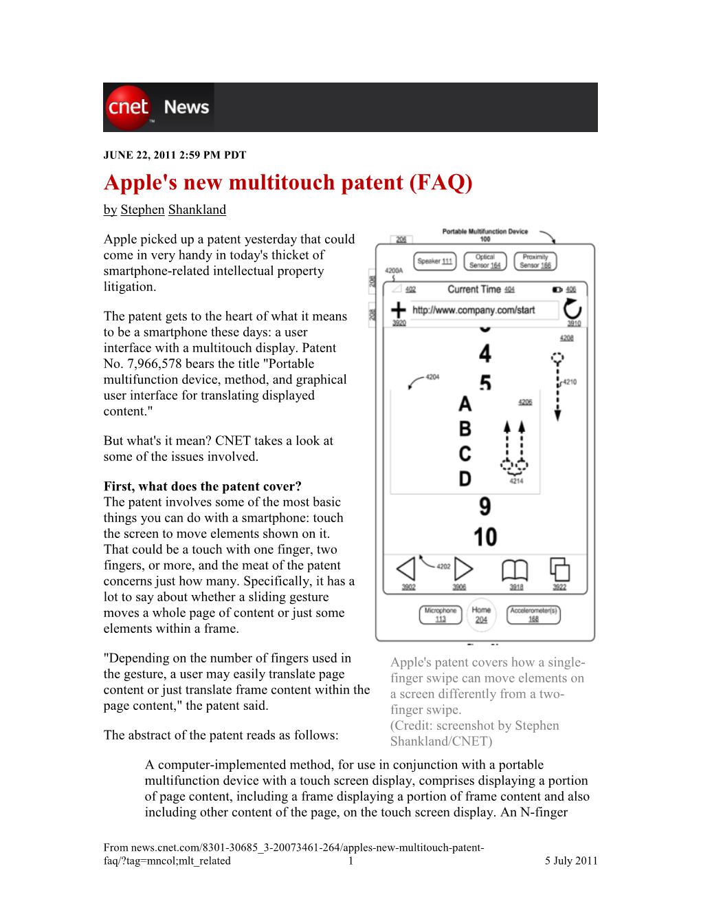 Apple's New Multitouch Patent (FAQ) by Stephen Shankland