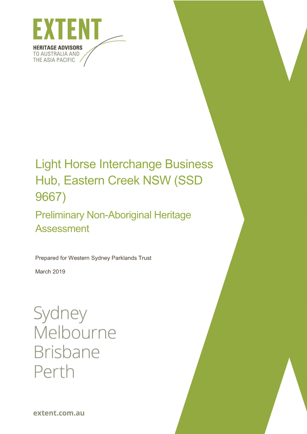 Light Horse Interchange Business Hub, Eastern Creek NSW (SSD 9667) Preliminary Non-Aboriginal Heritage Assessment