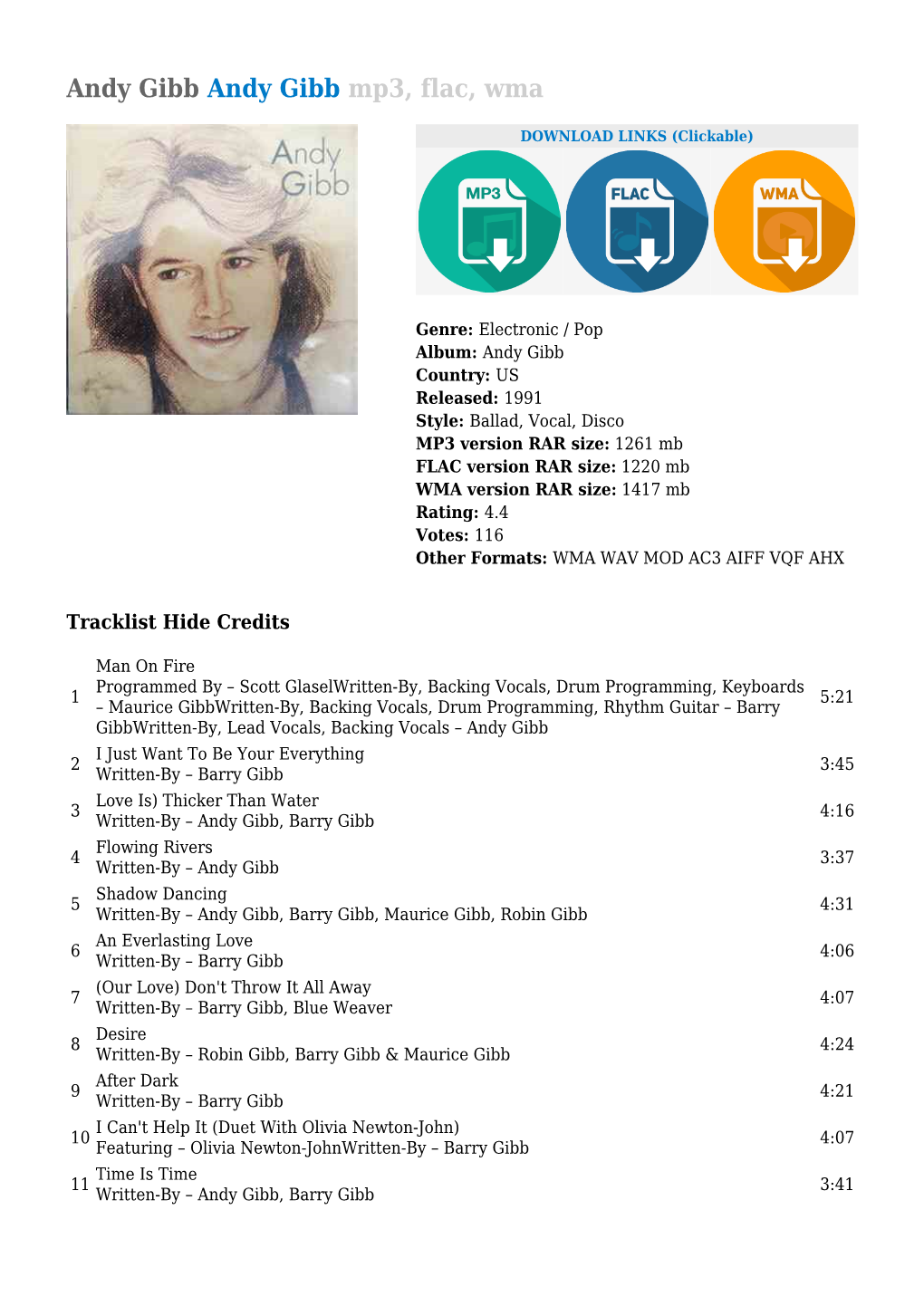 Andy Gibb Andy Gibb Mp3, Flac, Wma