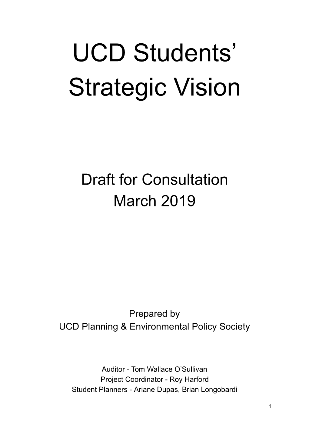 Draft UCD Students' Strategic Vision