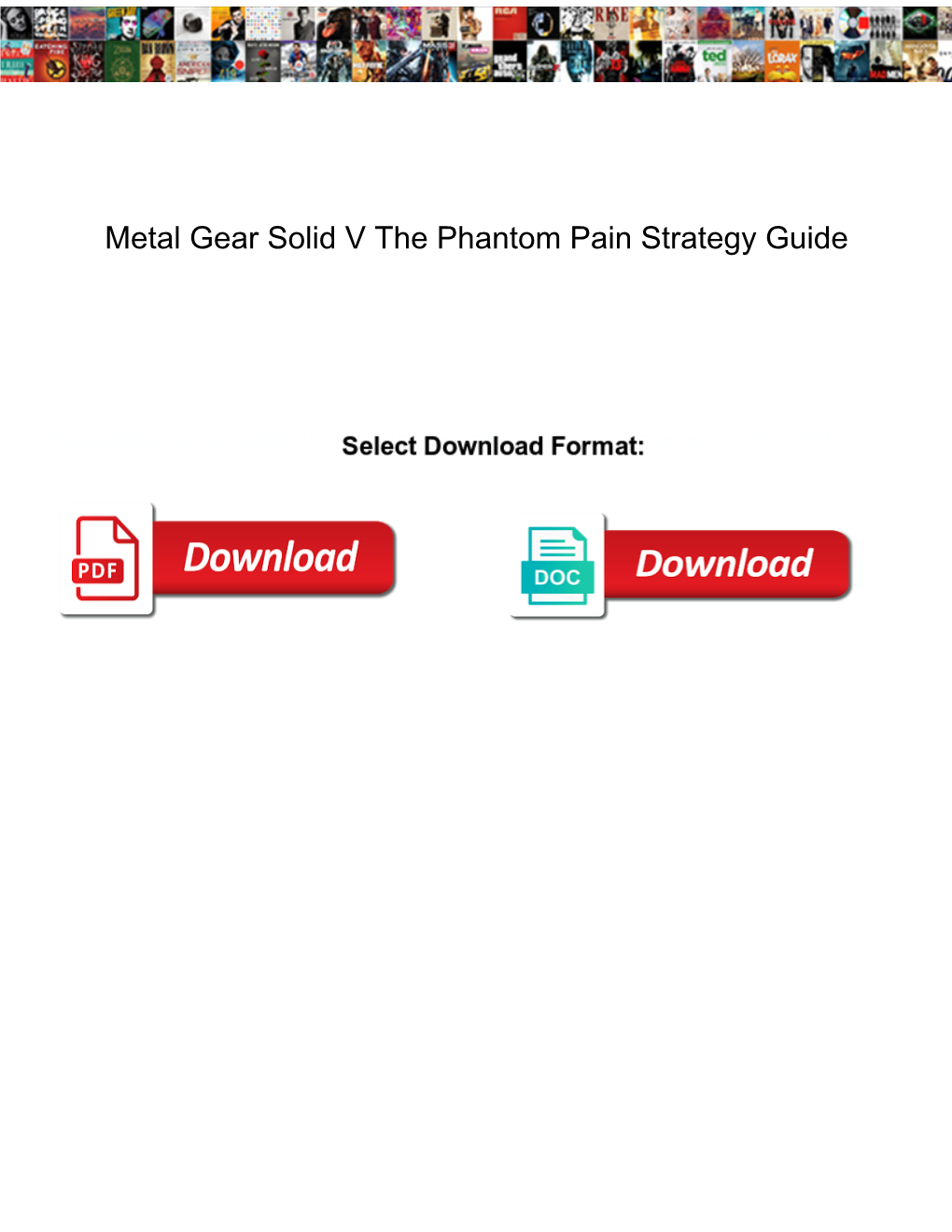 Metal Gear Solid V the Phantom Pain Strategy Guide