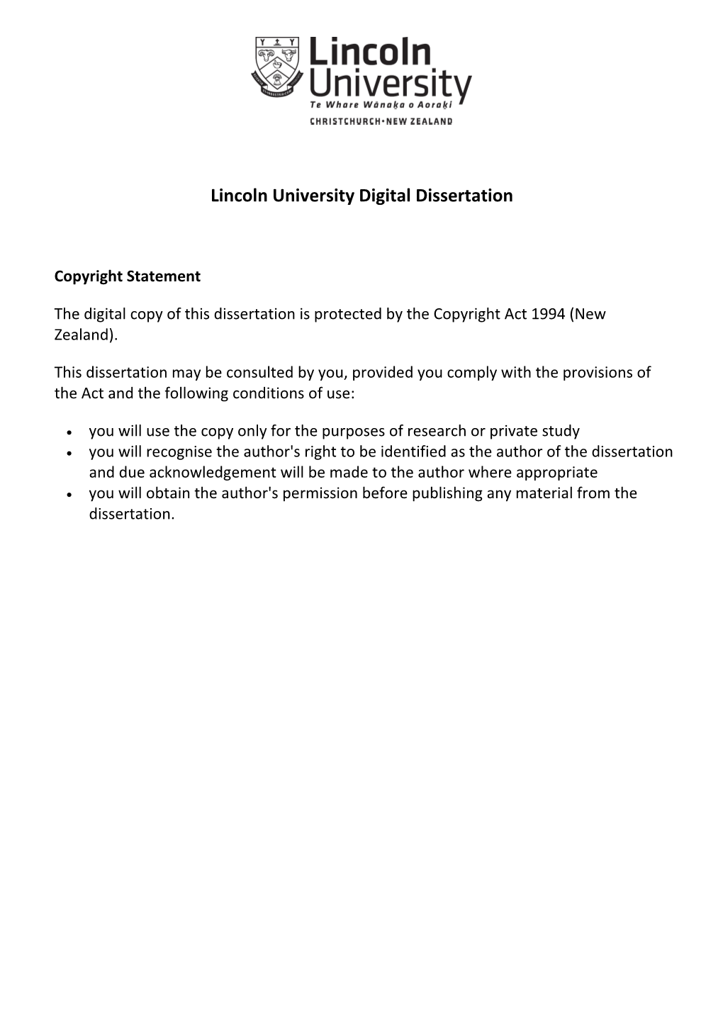 Lincoln University Digital Dissertation