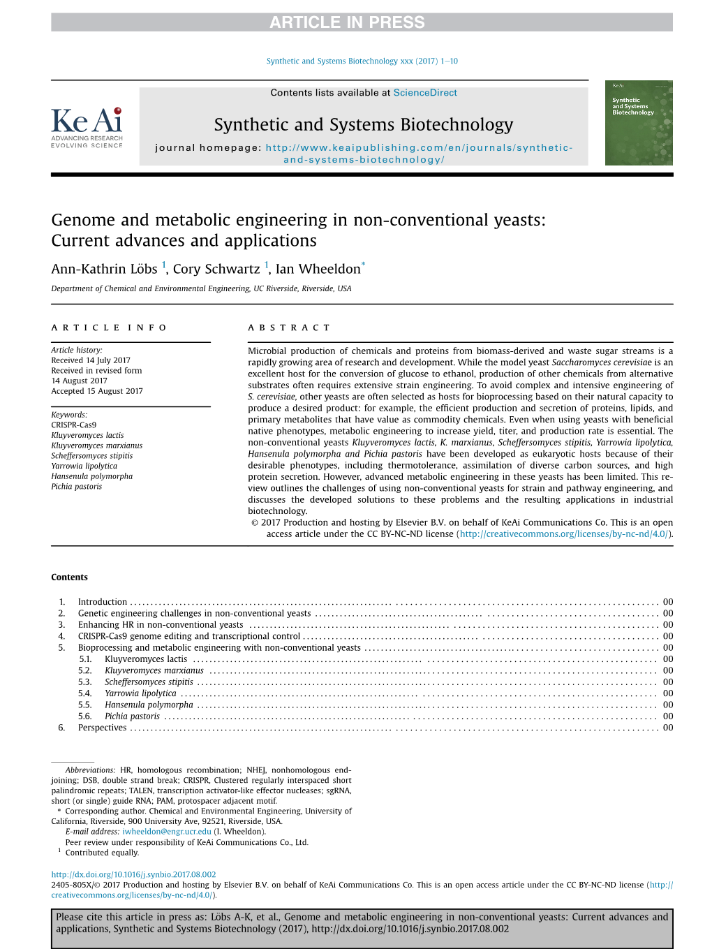 Genome and Metabolic Engineering in Non-Conventional Yeasts: Current Advances and Applications