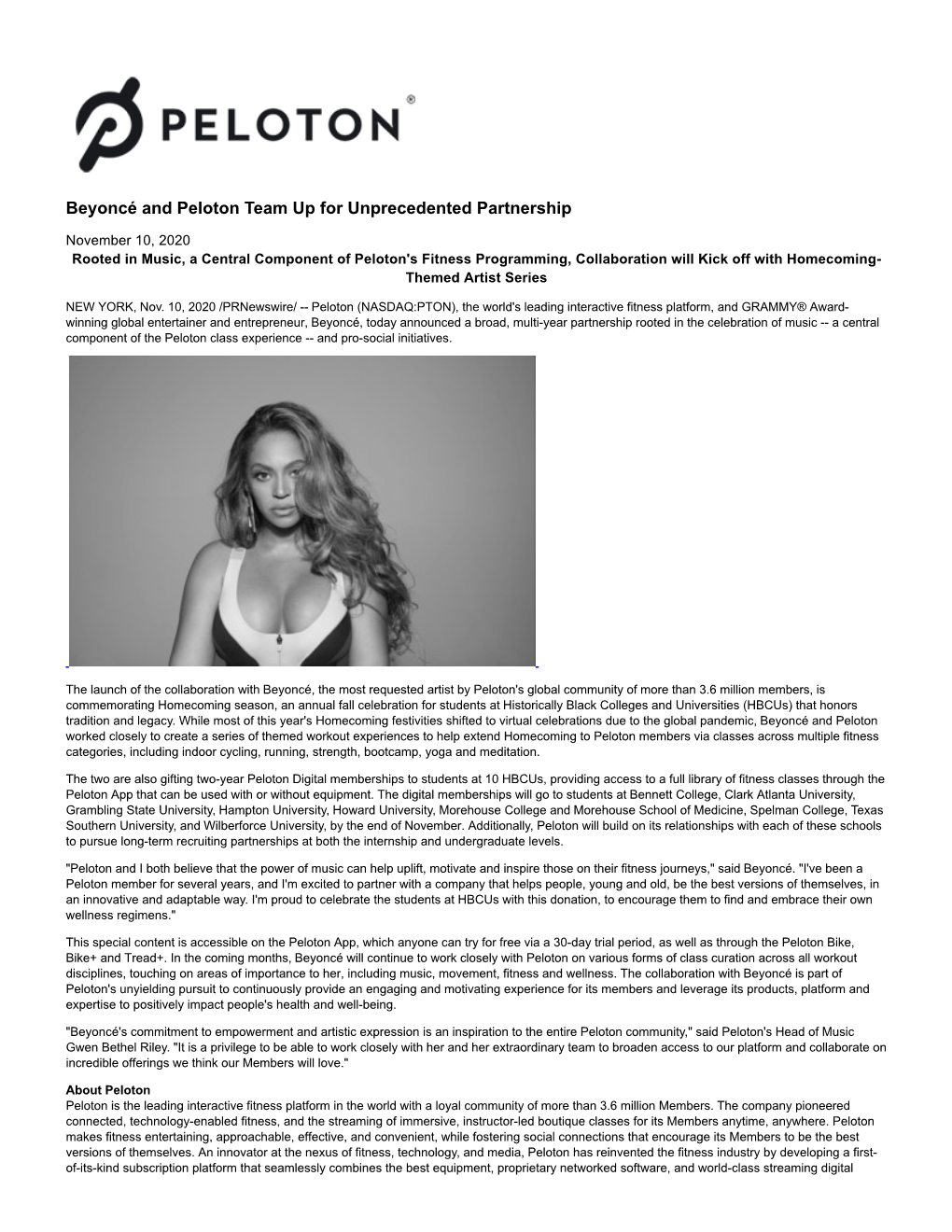Beyoncé and Peloton Team up for Unprecedented Partnership