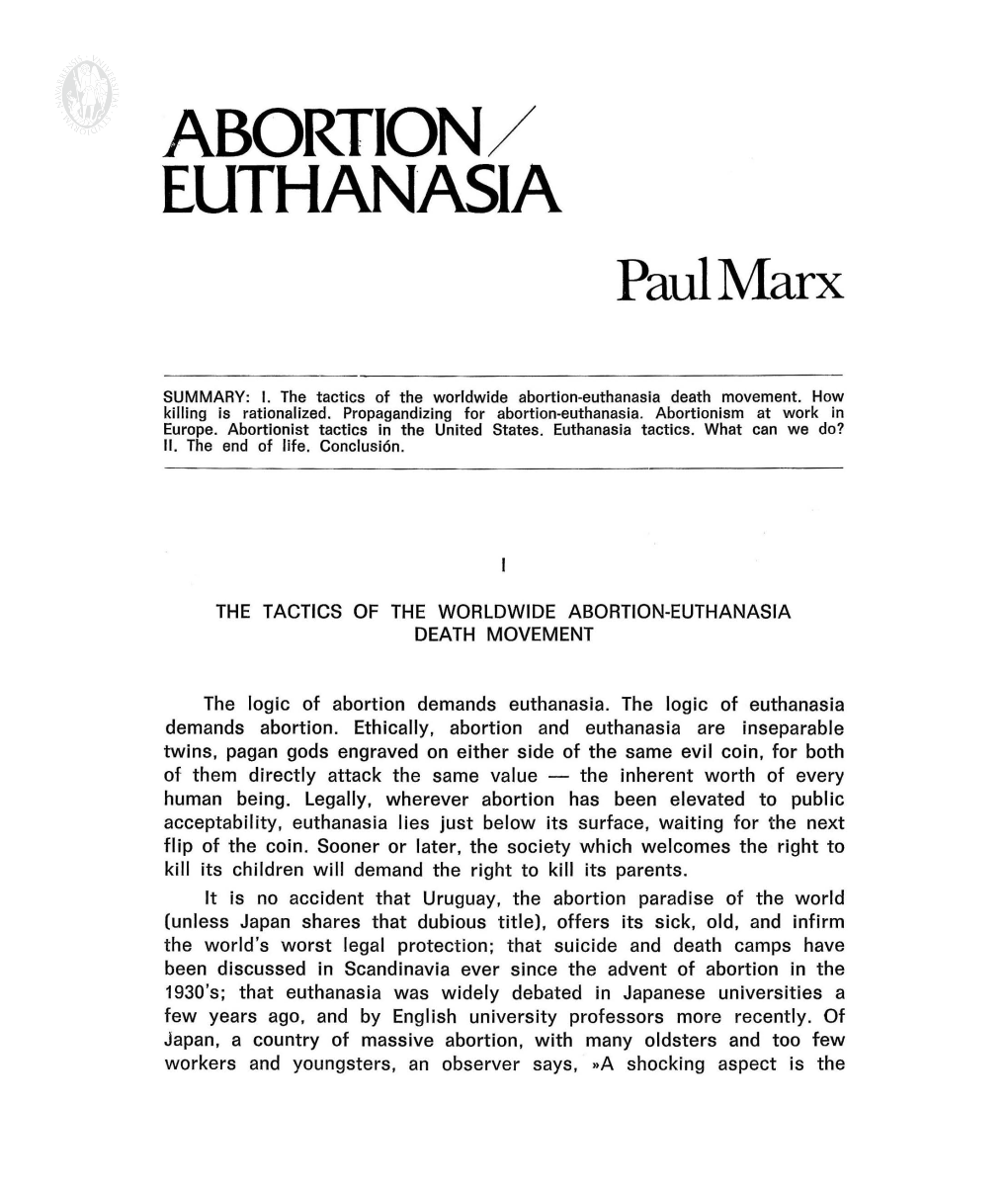 ABORTION/ EUTHANASIA Paulmarx