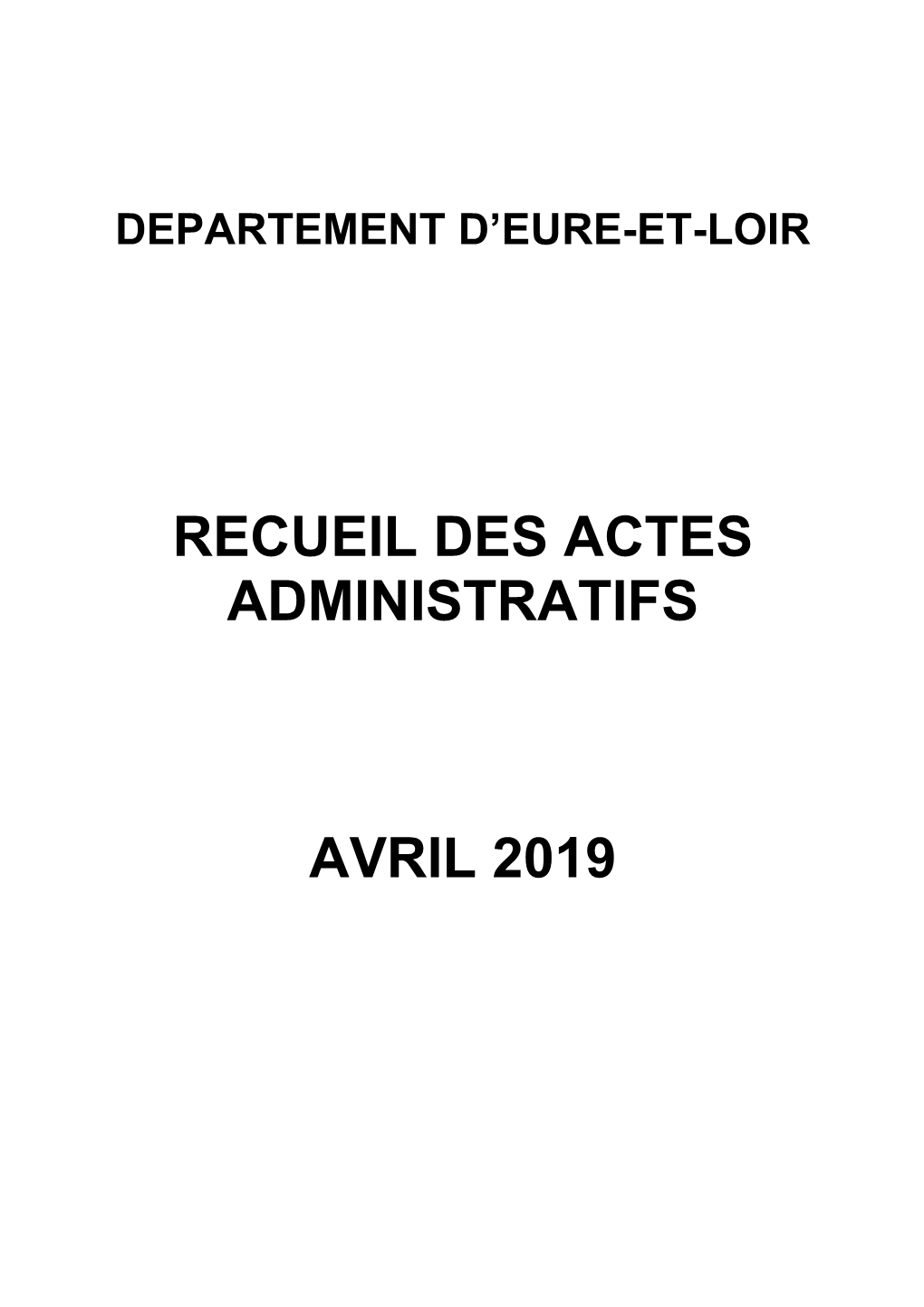 Recueil Des Actes Administratifs Avril 2019