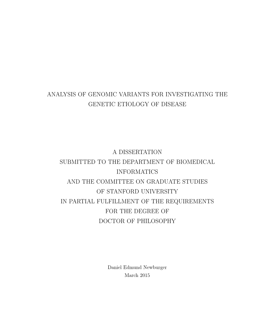 Analysis of Genomic Variants for Investigating the Genetic Etiology of Disease