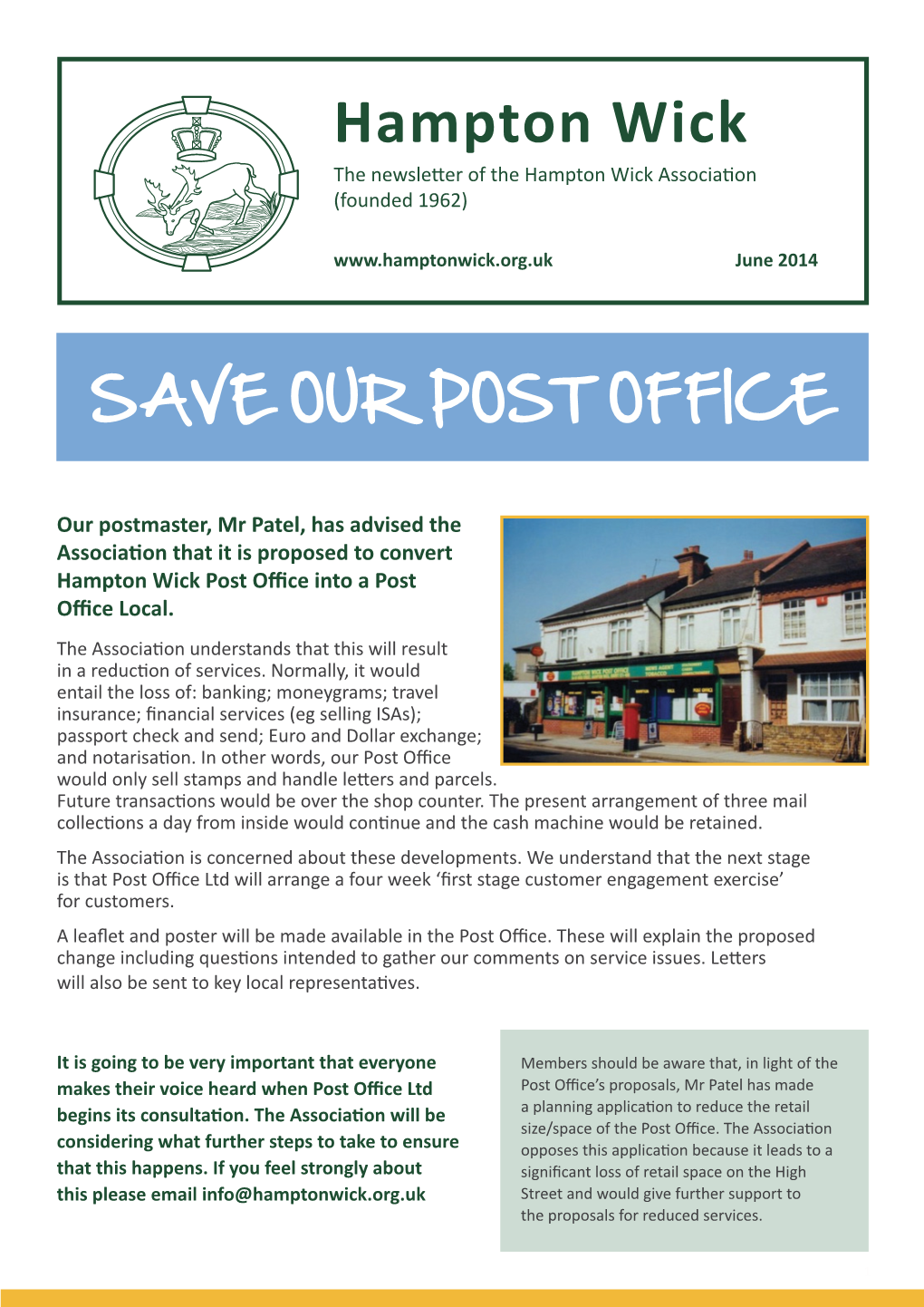 Hampton Wick the Newsletter of the Hampton Wick Association (Founded 1962)