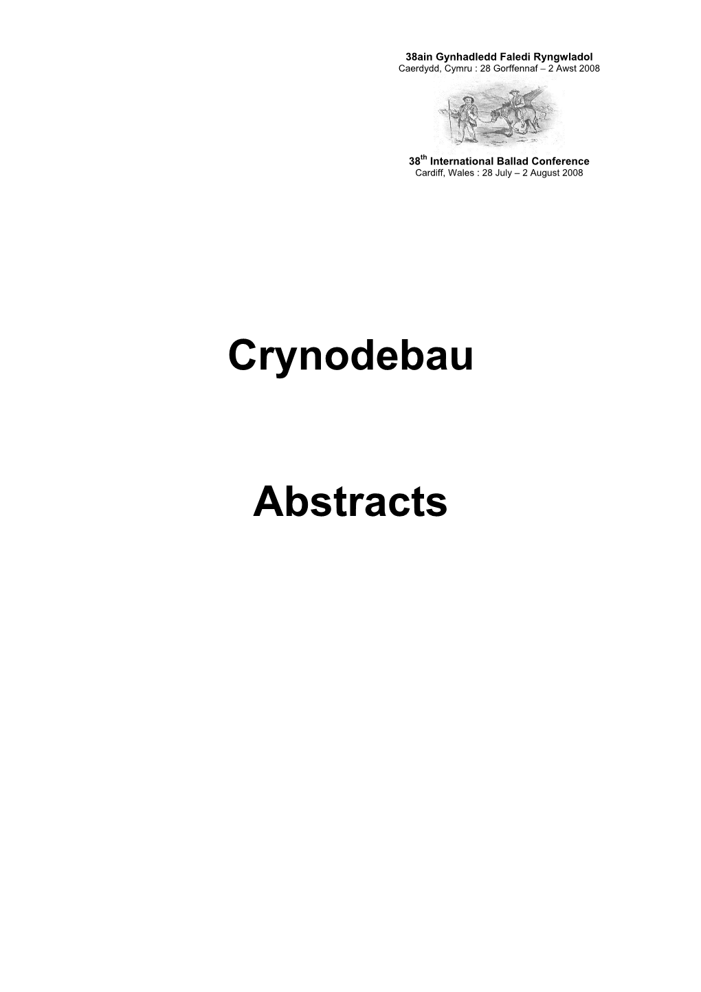 Crynodebau Abstracts