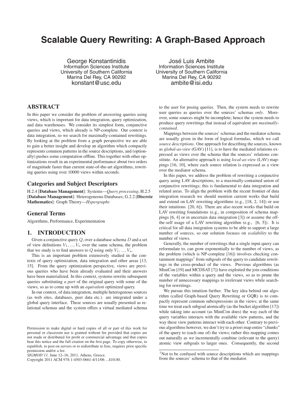 Scalable Query Rewriting: a Graph-Based Approach