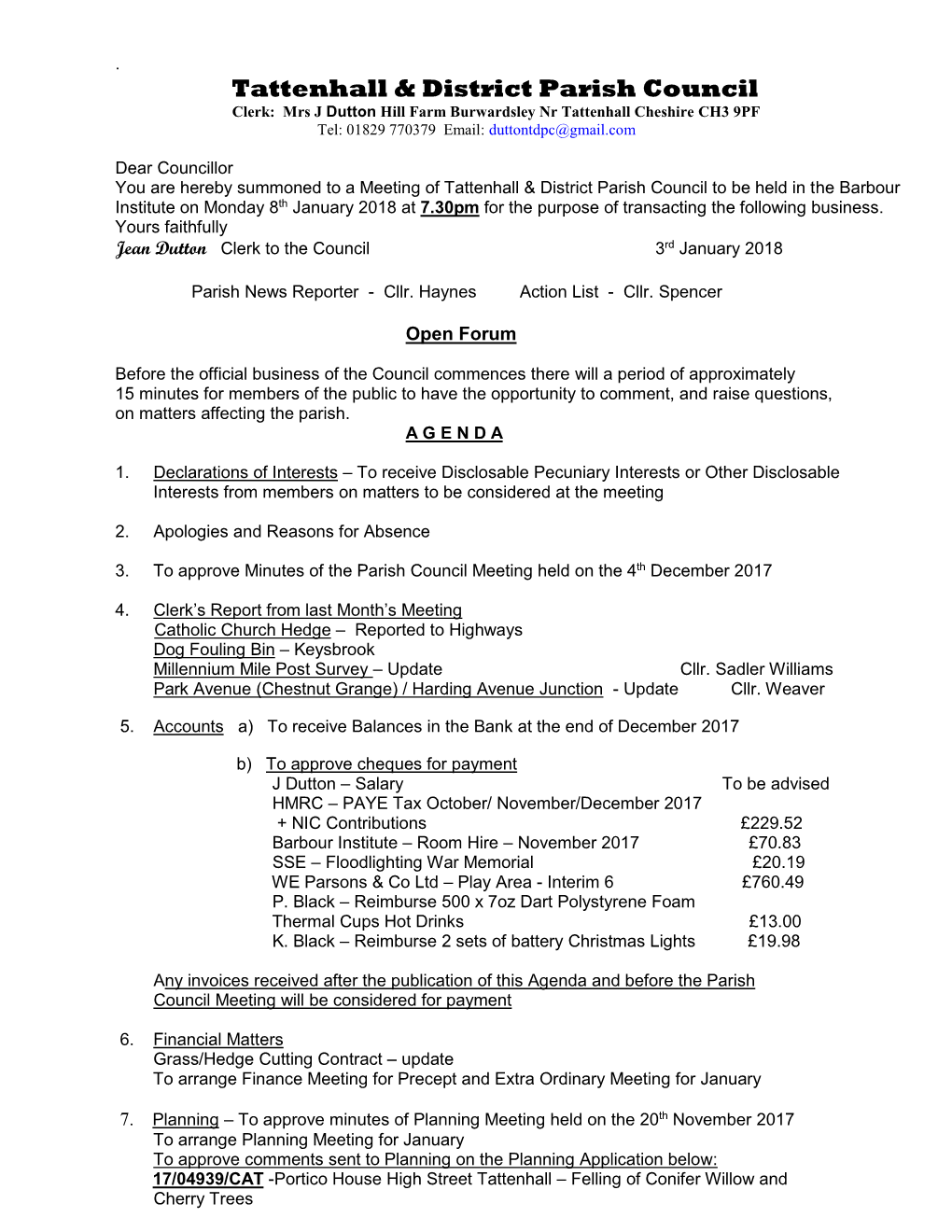 Tattenhall & District Parish Council