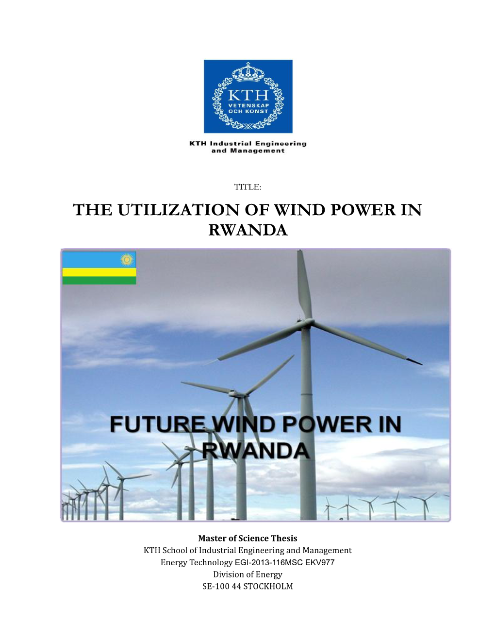The Utilization of Wind Power in Rwanda