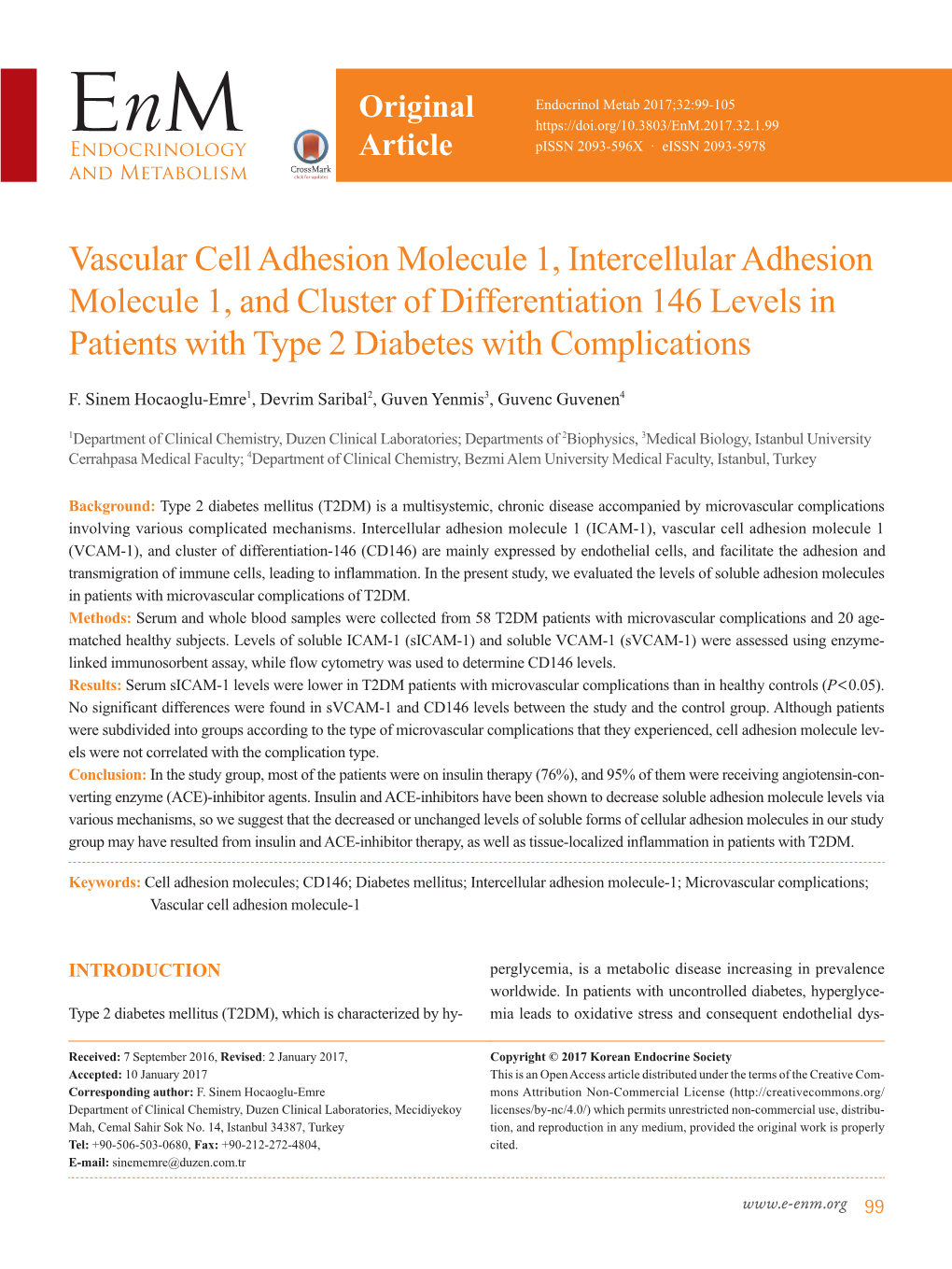 Vascular Cell Adhesion Molecule 1, Intercellular Adhesion Molecule 1, and Cluster of Differentiation 146 Levels in Patients with Type 2 Diabetes with Complications