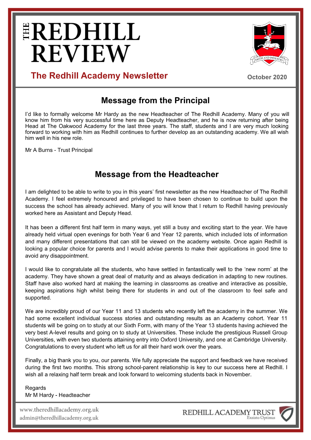 The Redhill Academy Newsletter October 2020