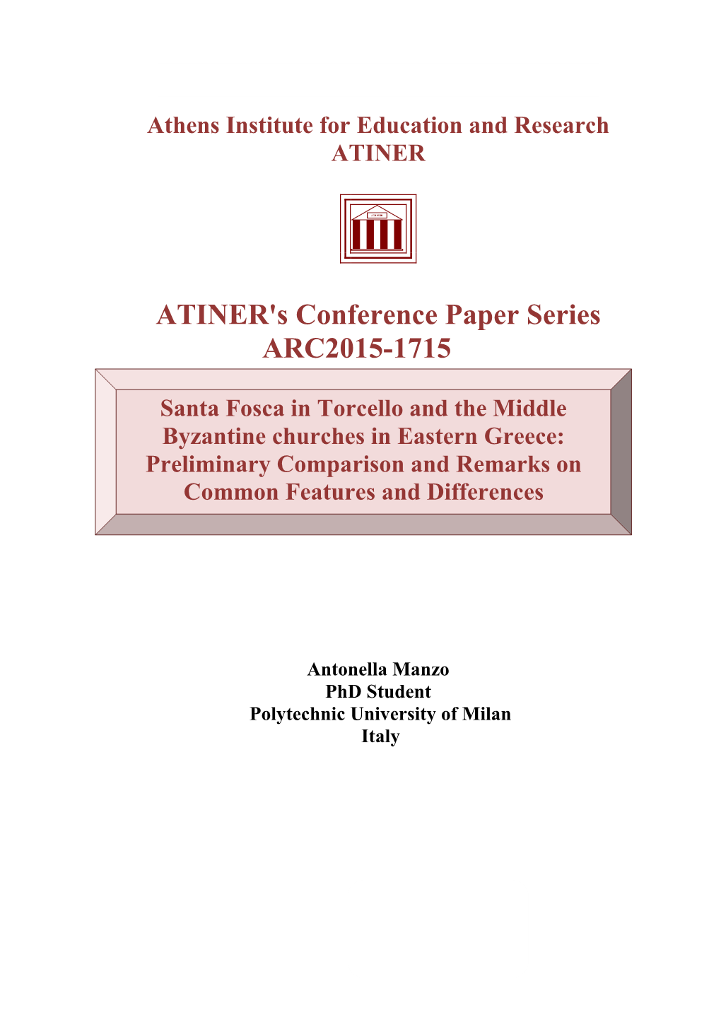 ATINER's Conference Paper Series ARC2015-1715