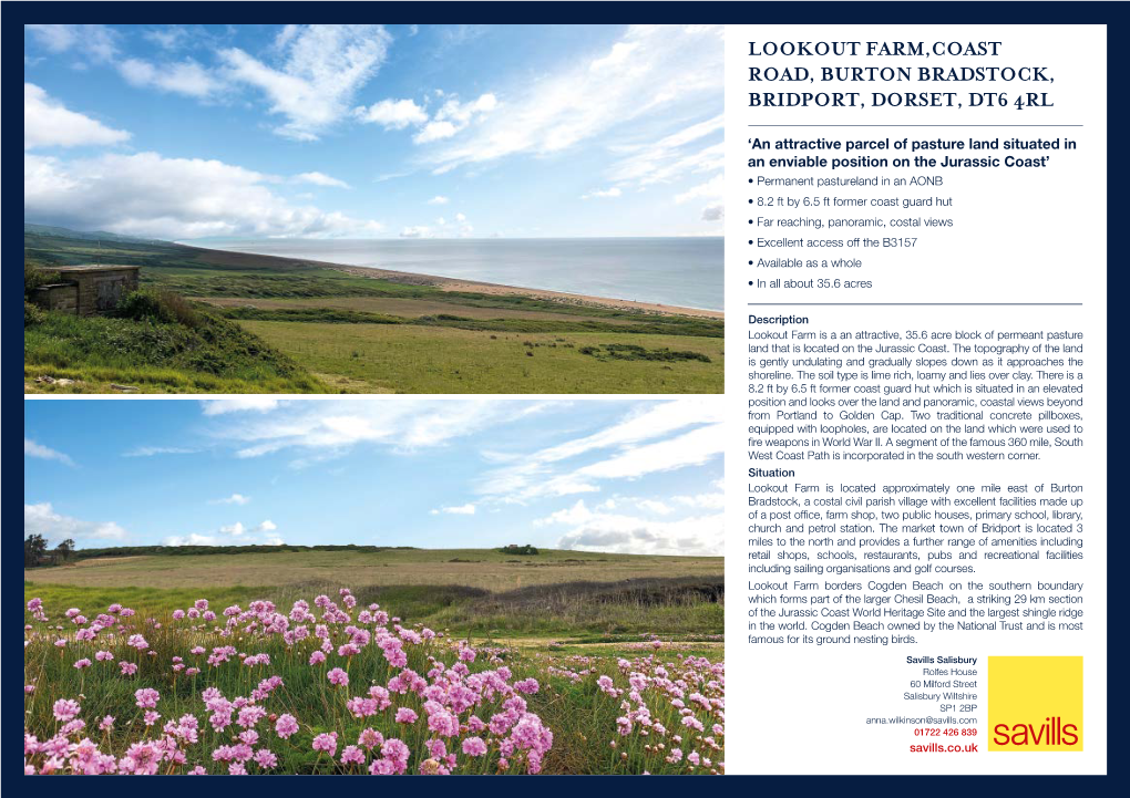 Lookout Farm,Coast Road, Burton Bradstock, Bridport, Dorset, Dt6 4Rl