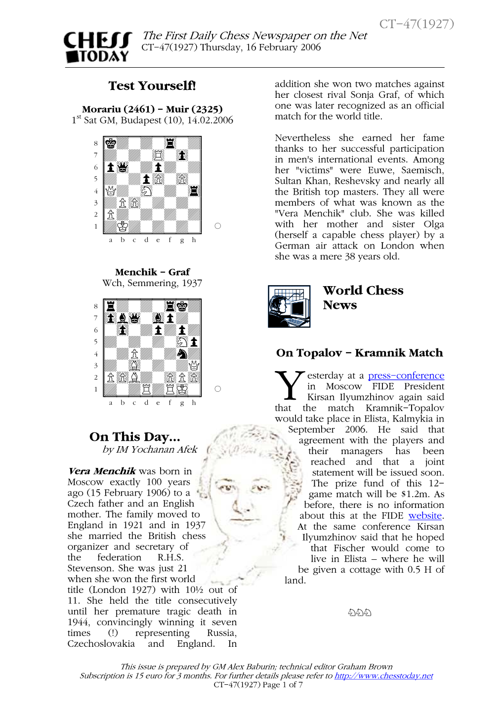 Test Yourself! on This Day... World Chess News CT-47